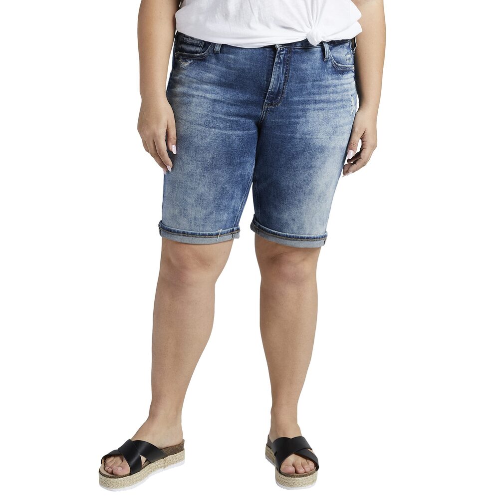 Silver Jeans Co. Plus Size Elyse Bermuda W53012EAF237 Indigo 14W 10